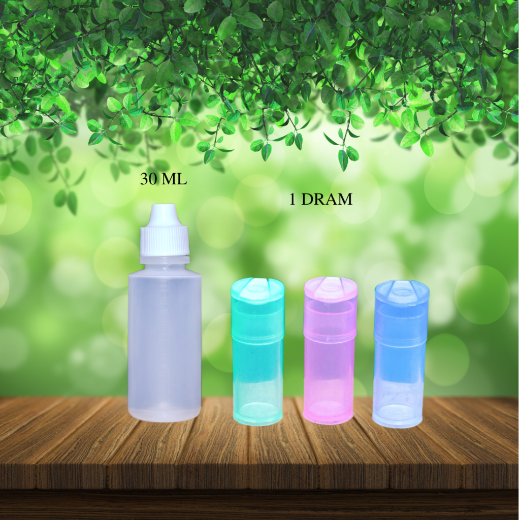 1 DRAM FLIP TOP & 30 ML DROPPER BOTTLE